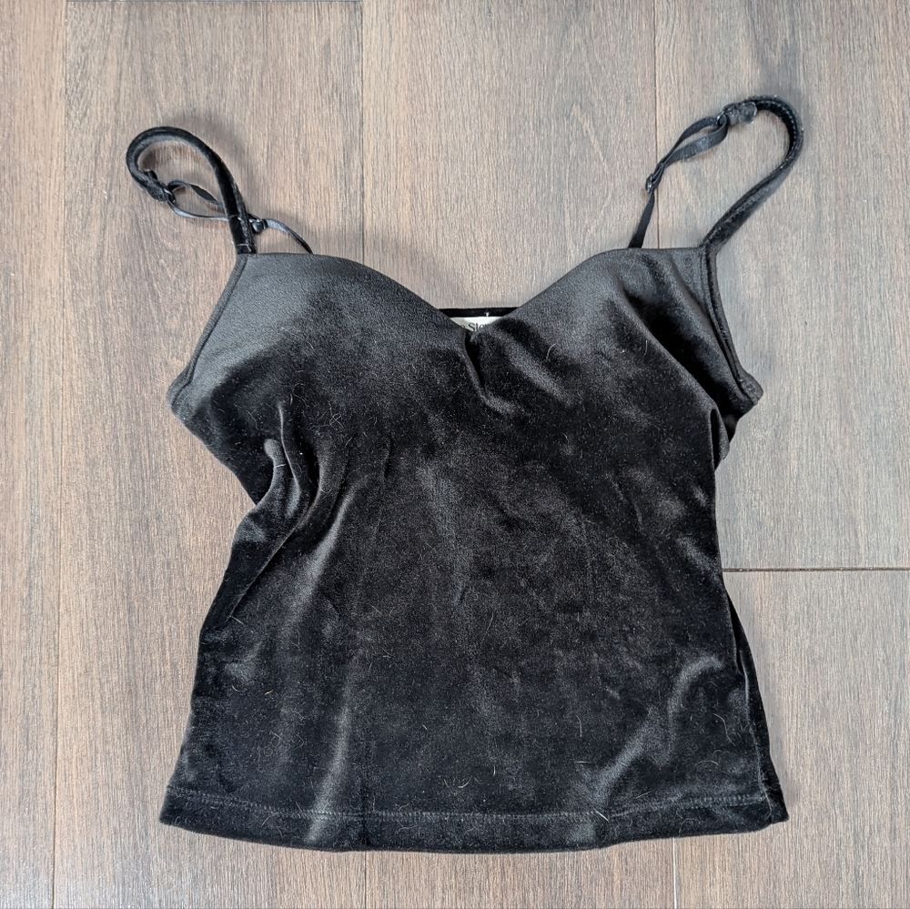 One Step Up M vintage black velvet cami